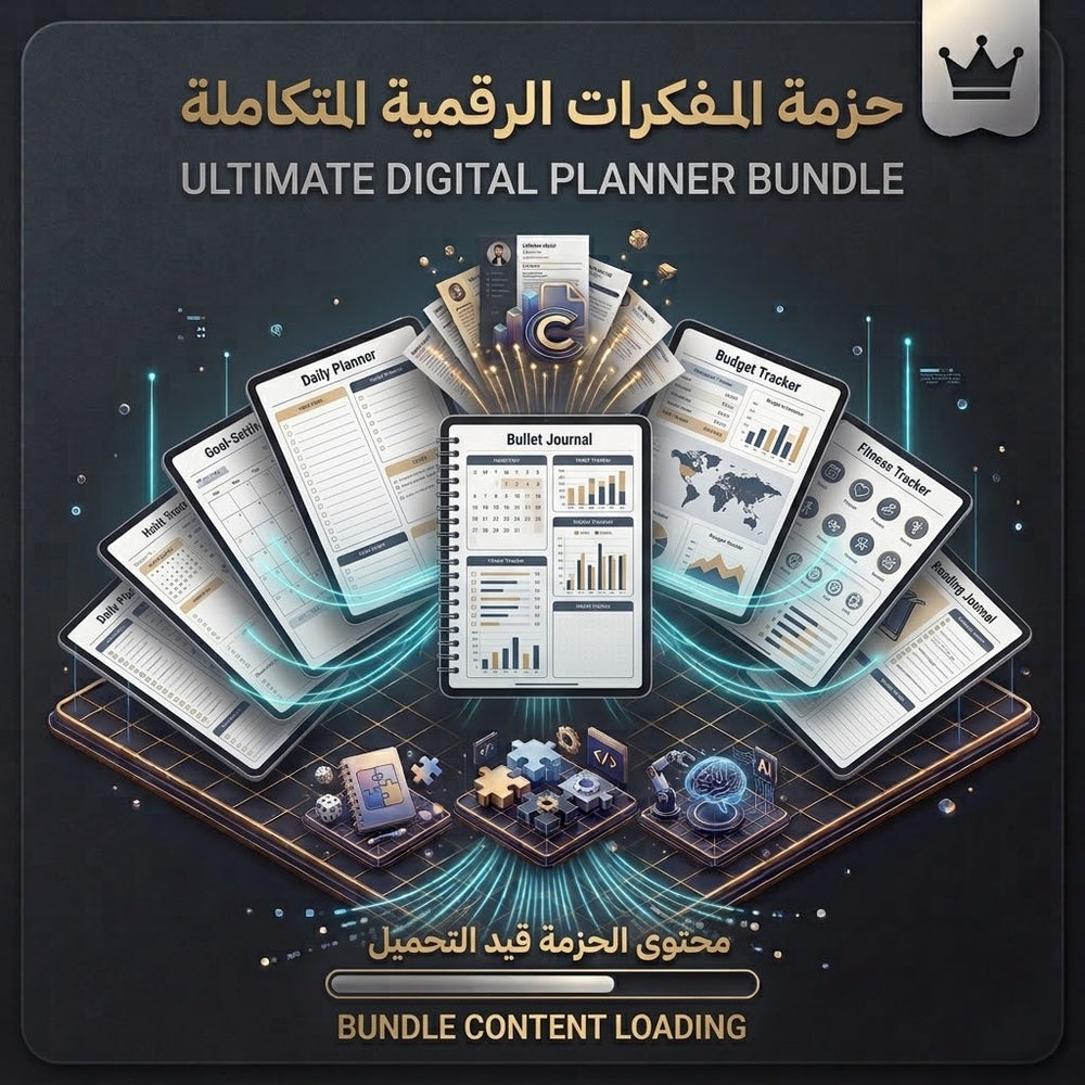 حزمة المفكرات الرقمية المتكاملة (Planners, Journals & Trackers) – لتنظيم حياتك وزيادة إنتاجيتك