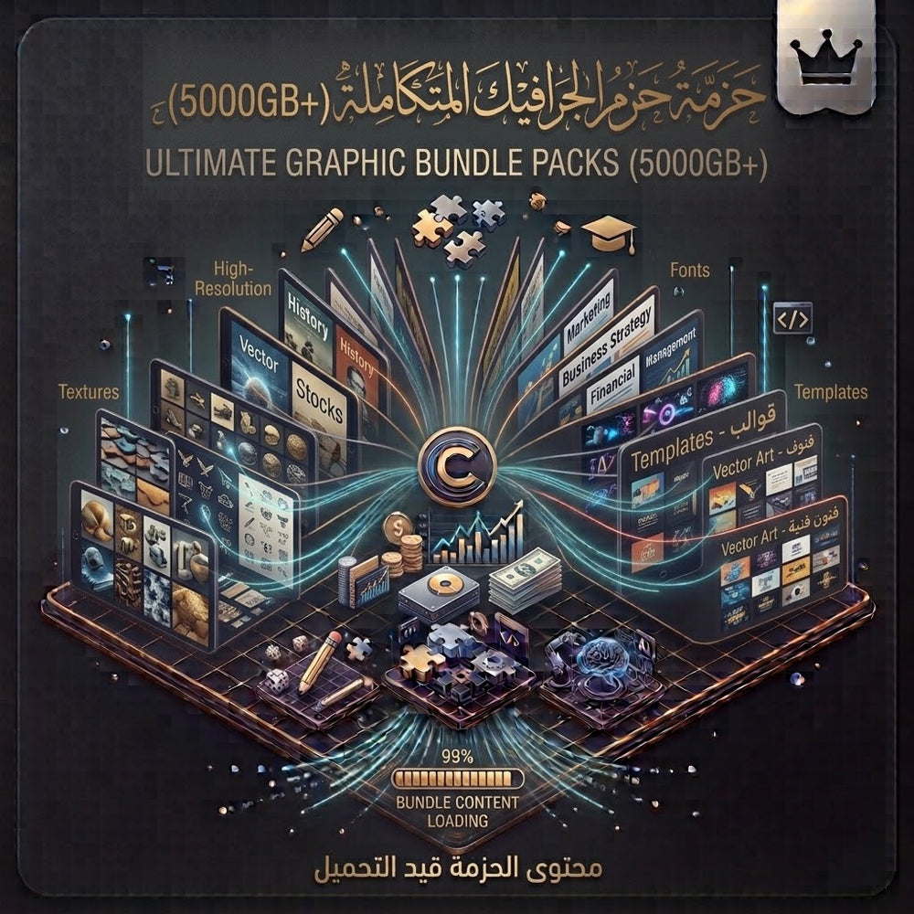 حزمة الجرافيك العملاقة (5000GB+) – مكتبة المصمم الشاملة