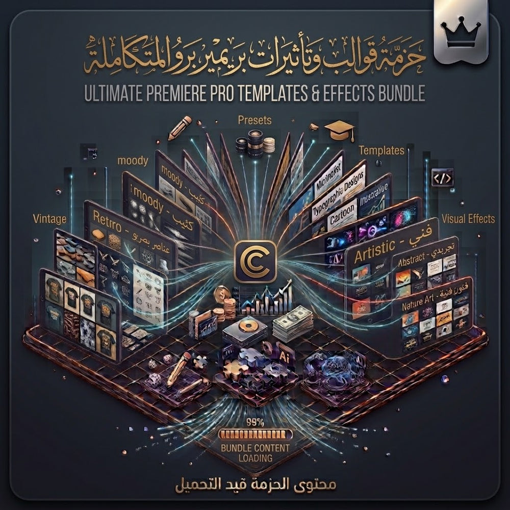 حزمة قوالب ومؤثرات أدوبي بريمير (Premiere Pro Templates) – لمونتاج سينمائي واحترافي في وقت قياسي